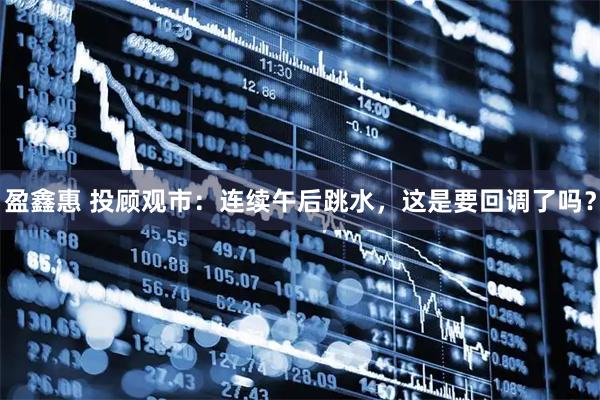 盈鑫惠 投顾观市：连续午后跳水，这是要回调了吗？