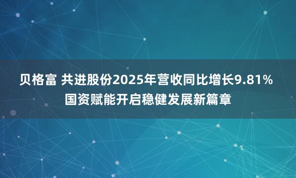 贝格富 共进股份2025年营收同比增长9.81% 国资赋能开启稳健发展新篇章